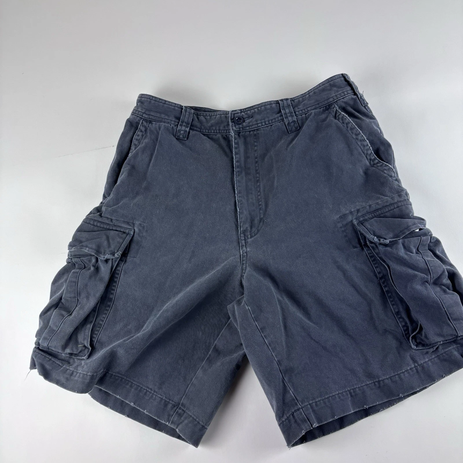 Abercrombie & Fitch Vintage Fatigues Cargo Shorts Mens 32 Navy Blue Preppy Y2K