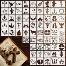 66 Pcs Easter Stencils for Crafts - Reusable 3 Inch Painting Templates