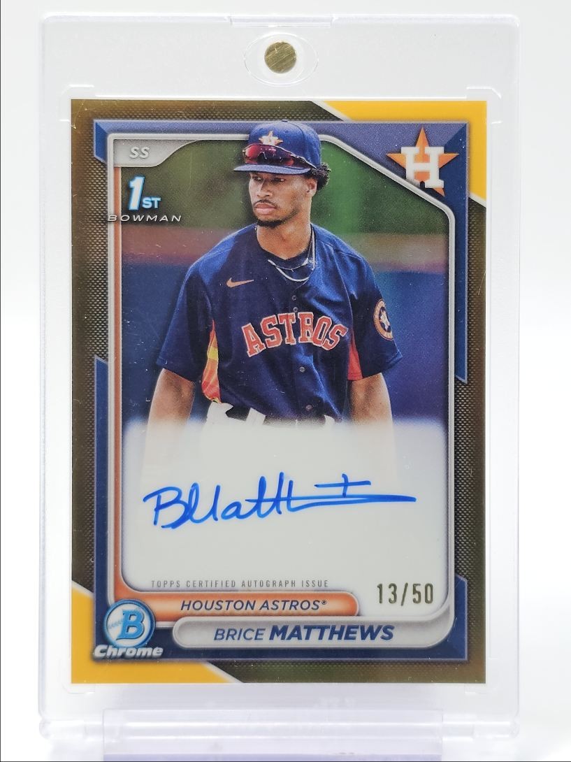 BRICE MATTHEWS 2024 BOWMAN CHROME 1ST TRUE GOLD AUTO /50 Q6438