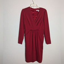 Carmen Marc Valvo Women's Red Midi Dress Christmas Holiday Party Pockets Size 6