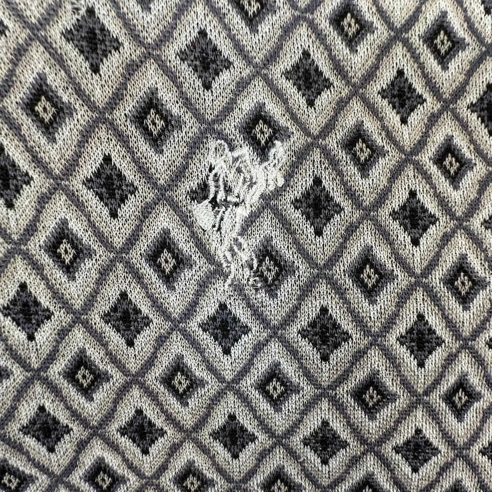 Ashworth Polo Shirt Men's M Gray Geometric Diamond Pattern Golf Vintage USA Made - Image 4 of 4