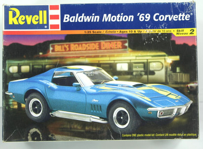 Revell Baldwin Motion '69 Corvette Model Kit NEW OPEN BOX. MISSING DECAL SHEET.