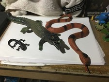 CROCODILE, GECKO & SNAKE WILD ANIMAL FIGURES/TOYS - 3pcs