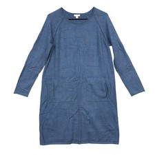Pure Jill Womens Sweater Dress Blue Crew Neck Long Sleeve Cashmere Blend SP