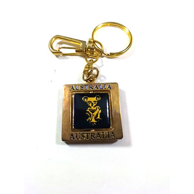 Australia Koala Kangaroo Spinner Gold Tone Keychain Luggage Purse Clip