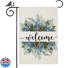 Dsben Welcome Winter Garden Flag 12x18 Inch Double Sided, Pine Tw