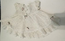VTG Crochet dress White lace short sleeve size 9 Months Pink Roses Full Skirt