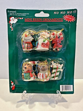 Set of 6 Vintage Mini Resin Ornaments for Christmas Tree H0 HO HO   New Sealed