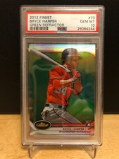 2012 Topps Finest Bryce Harper Rookie #73 Green Refractor 142/199 PSA 10 POP 20