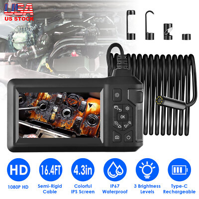 Endoscope Camera w/ Light,Inspection Borescope Camera,Semi-Rigid Cord Bore Scope