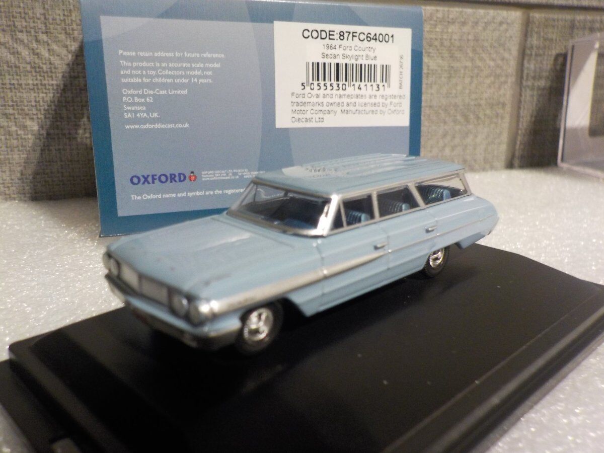 Model Car - Ford Country Sedan -1964 - Blue  1/87 New Oxford 87FC64001