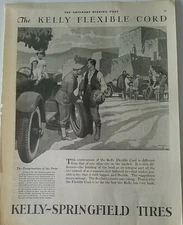 1925 Kelly Springfield cord tires New Mexican Pueblo Helck art vintage ad