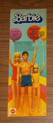 Seltene Werbung vintage BARBIE Funtime Barbie Ken Skipper 1978