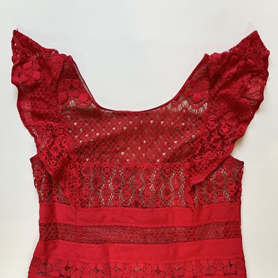 BCBG MaxAzria Size 4 Renata Red Berry Lace Mini Dress
