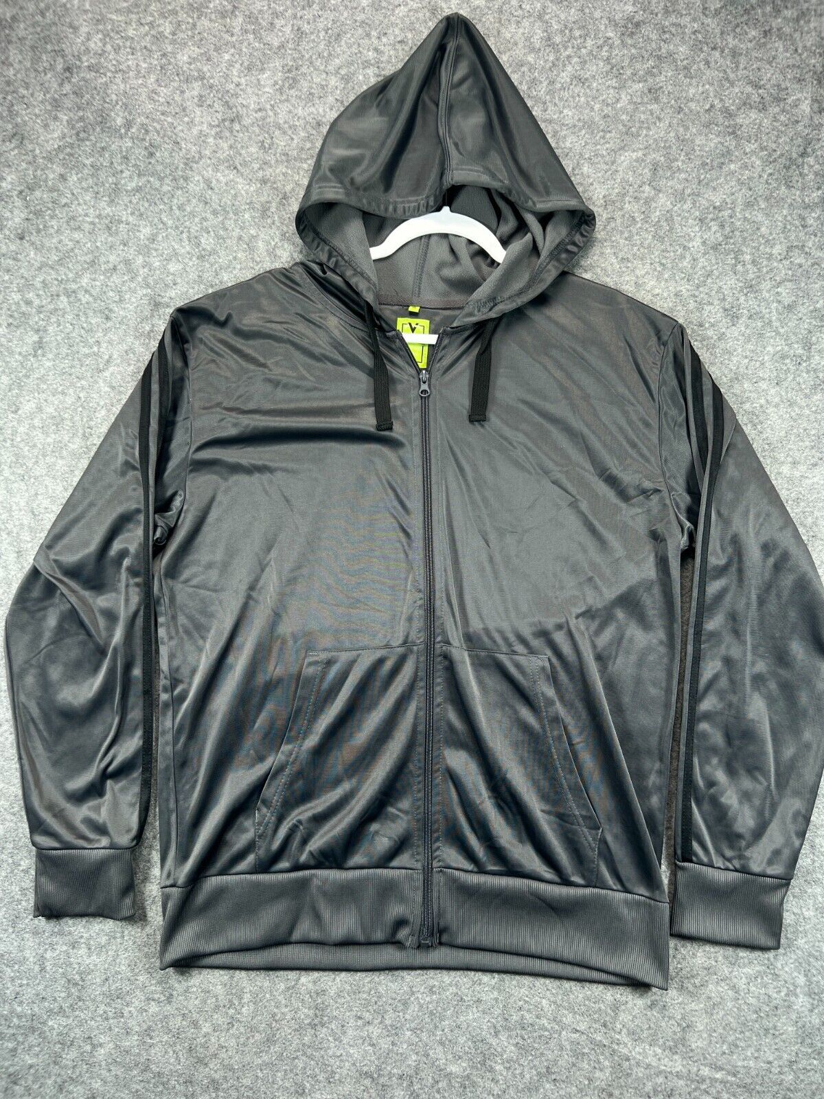 Victory Hoodie Jacket Adult Mens XL Gray Black Stripe Coat Long Sleeve