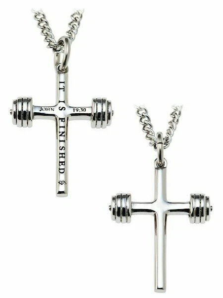 Dumbbell cross best sale necklace
