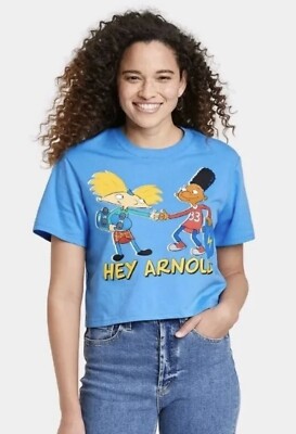 Hey Arnold Tee Shirt Cropped Graphic Shirt Blue Nickelodeon Hey Arnold