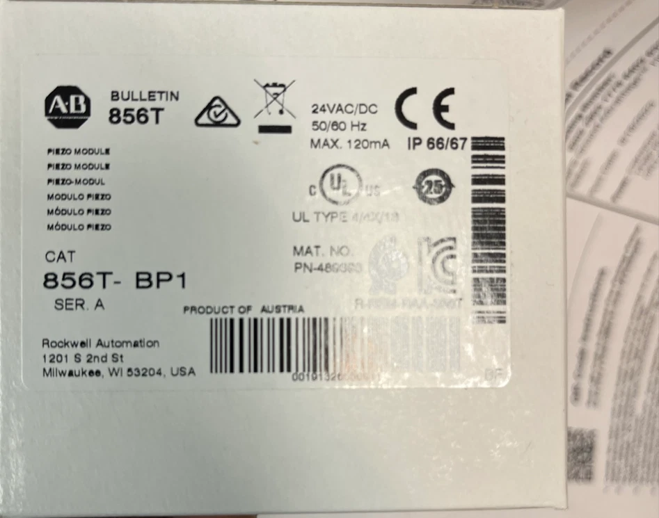 Allen Bradley, Top Sound Module, 856T-BP1, SER A, 8 Tones, 70 mm, New With Box