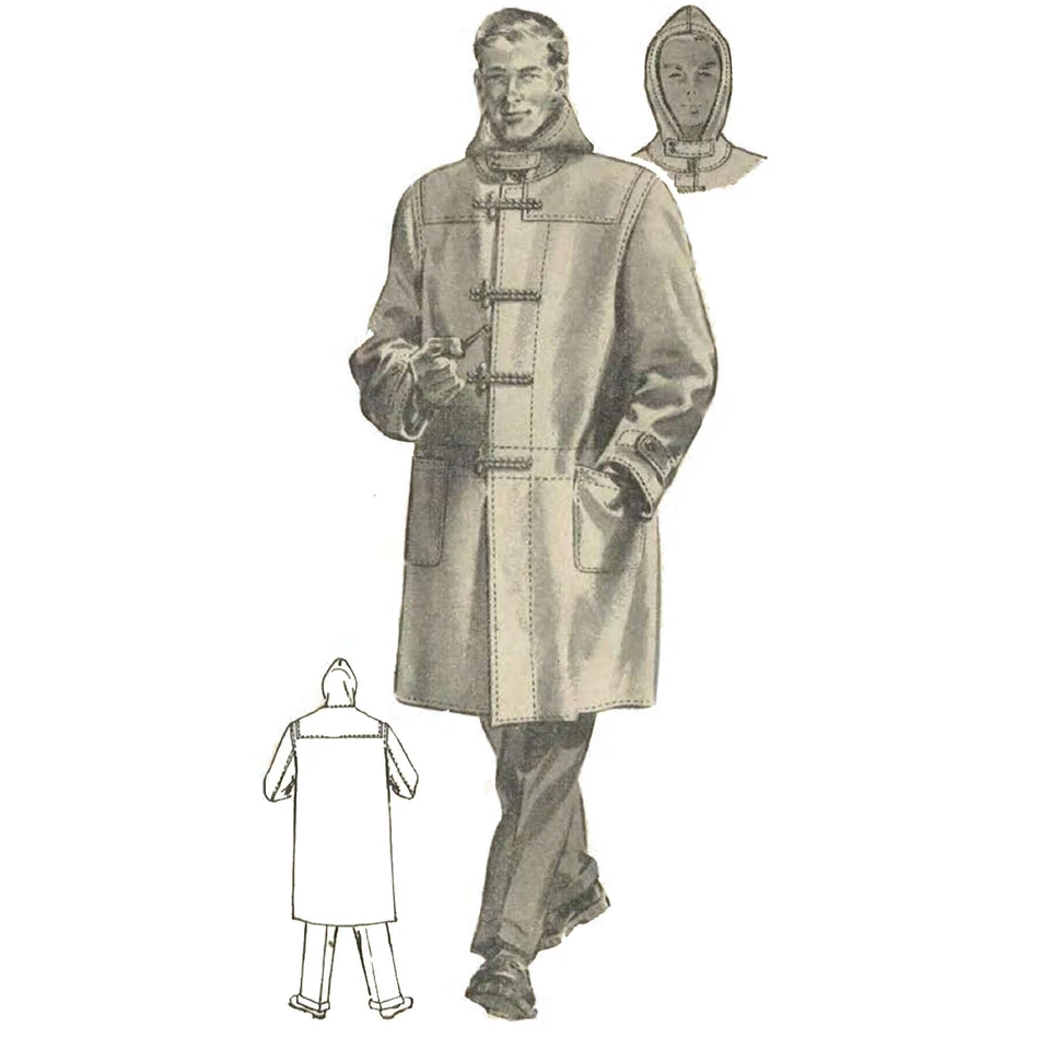1950's Sewing Pattern: Men's Duffle Coat with Hood - Chest 38�/ 97cm - Image 2 of 4