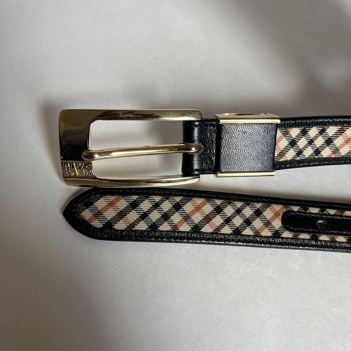 DAKS Plaid Cloth and Leather Belt | eBay