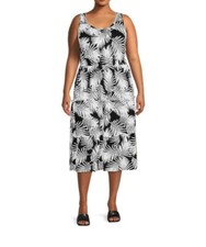 NWT Women's Plus 3X 24W-26W Terra Sky Midi Tiered Dress Sleeveless