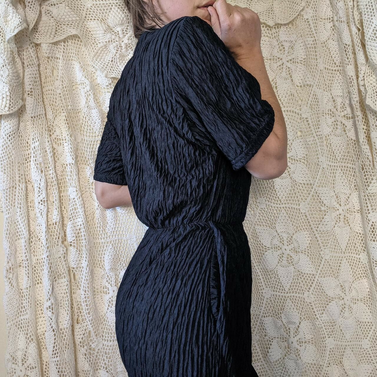Oscar De La Renta Swimwear  Black Ruching Jumpsuit Romper Front Zip Vintage image 3