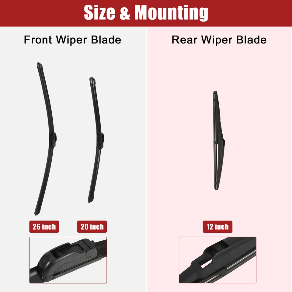 Limpiaparabrisas delantero trasero 3 piezas 26" 19" 16" para Toyota Prius 2010-2015 Foto 4 de 4