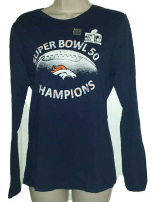 Denver Broncos Women's Top T SHIRT Super Bowl 50 2015 NFL Long sleeve Sz Medium