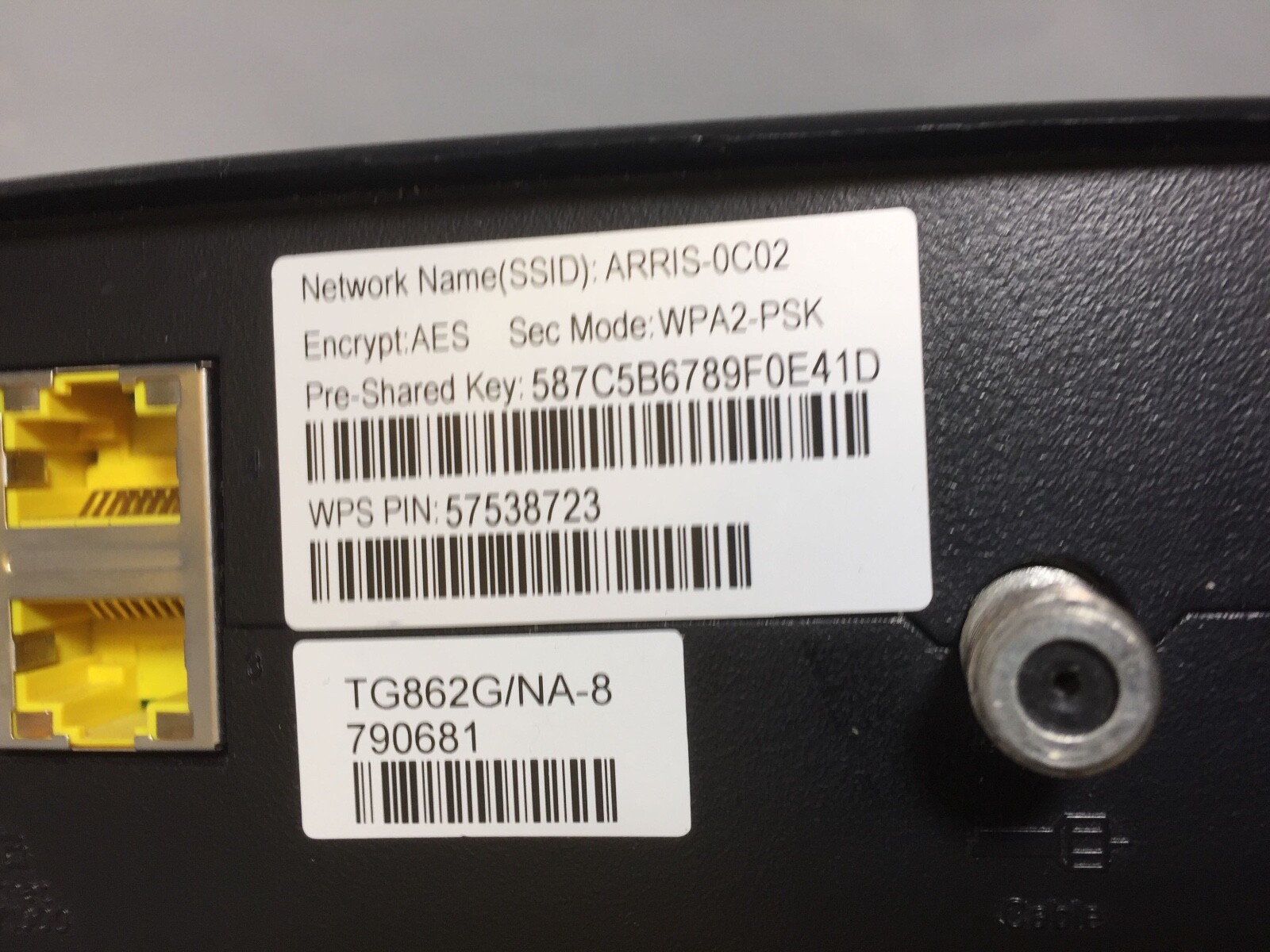 Arris TG862G DOCSIS 3.0 Cable Modem Wireless 4Port Router TESTED eBay