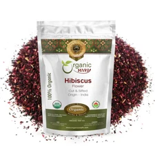 Organic Way Hibiscus Flower Cut & Sifted - Organic, Kosher & USDA Certified