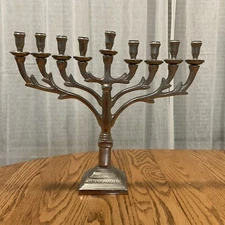 MENORAH TREE OF LIFE Hanukkah Hanukkia silver tone metals PEWTER? NBC TRADING