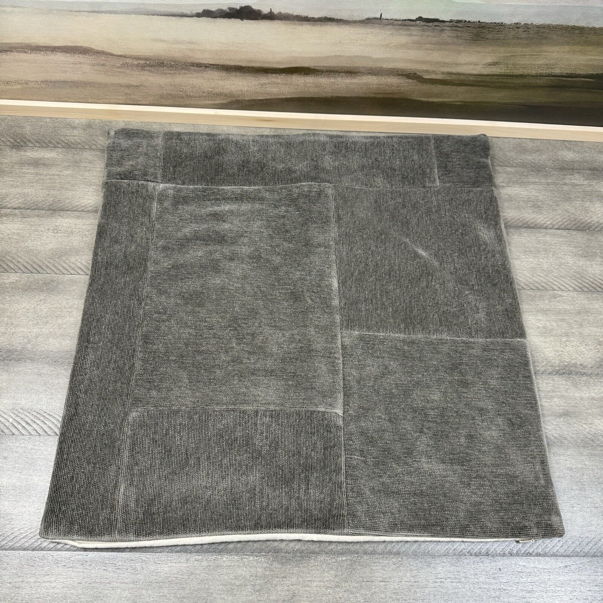 West Elm Patchwork Chenille Throw Pillow Cover 20”x20” Vetiver