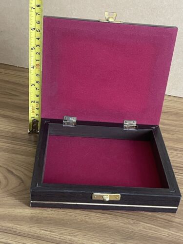 Vintage Wood Glass Jewellery Box Brown Trinket Case 17x14x4cm Great Condition - Picture 5 of 11
