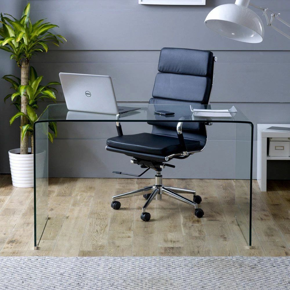 Geo Glass Large Clear Glass Desk Hawkes Designer High Back Chair GG90 9002A