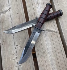 CUSTOM HANDMADE HIGH CARBON STEEL BOWIE KNIFE WITH LEATHER SHEATH