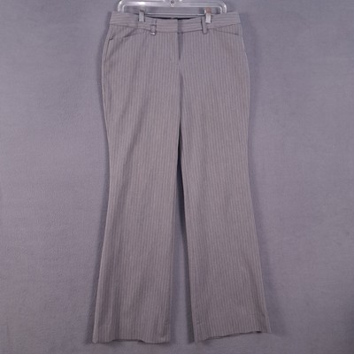 Express Dress Pants Womens 8 Long Gray Striped Editor Bootcut/Flare Mid Rise 