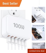 100W 6-Port USB C Fast Charger Block - Compact Multi-Device Charging Station