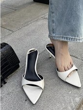 Women Slip On Mules Pointed Toe High Stilettos Heel Evening Party Sandals Shoes