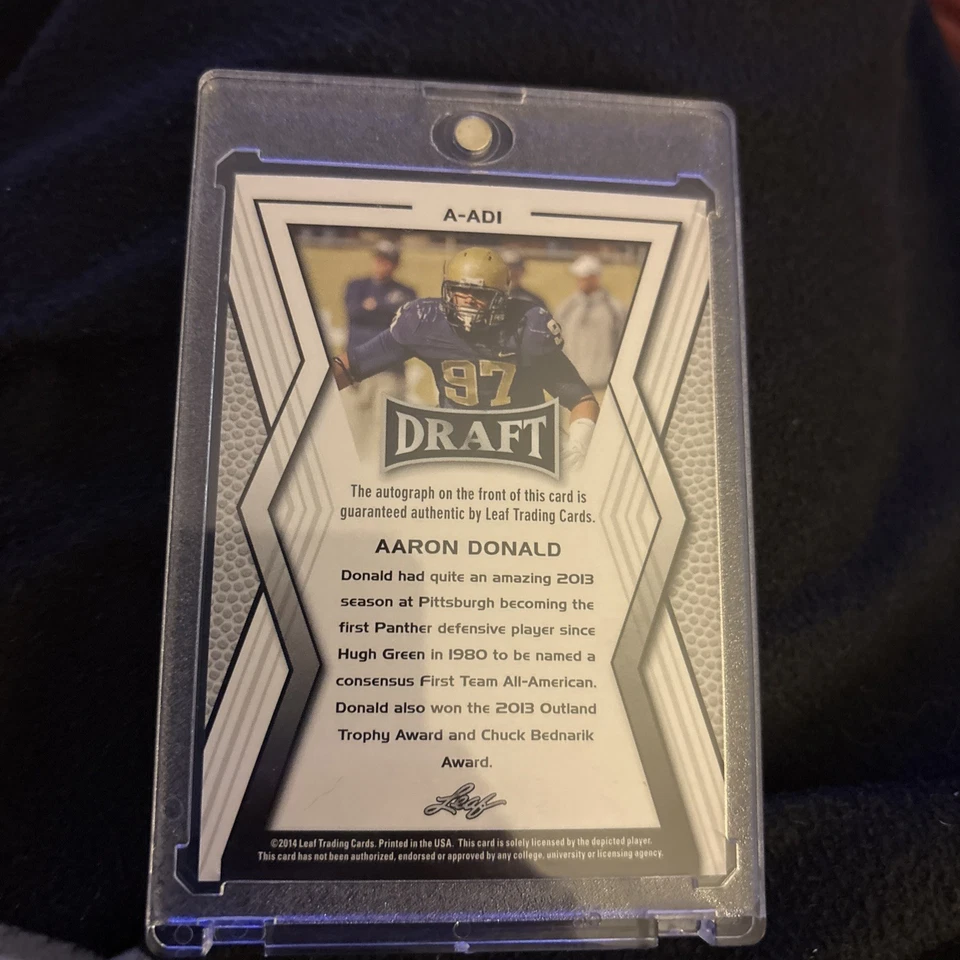 Leaf Draft 2014 Aaron Donald automático #A-AD1 RC firmado Pitt Panthers Rams  Foto 2 de 3