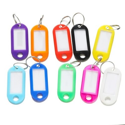 10 plastic Key Tags Metal Ring Luggage Card Name Label Keychain Split Ring