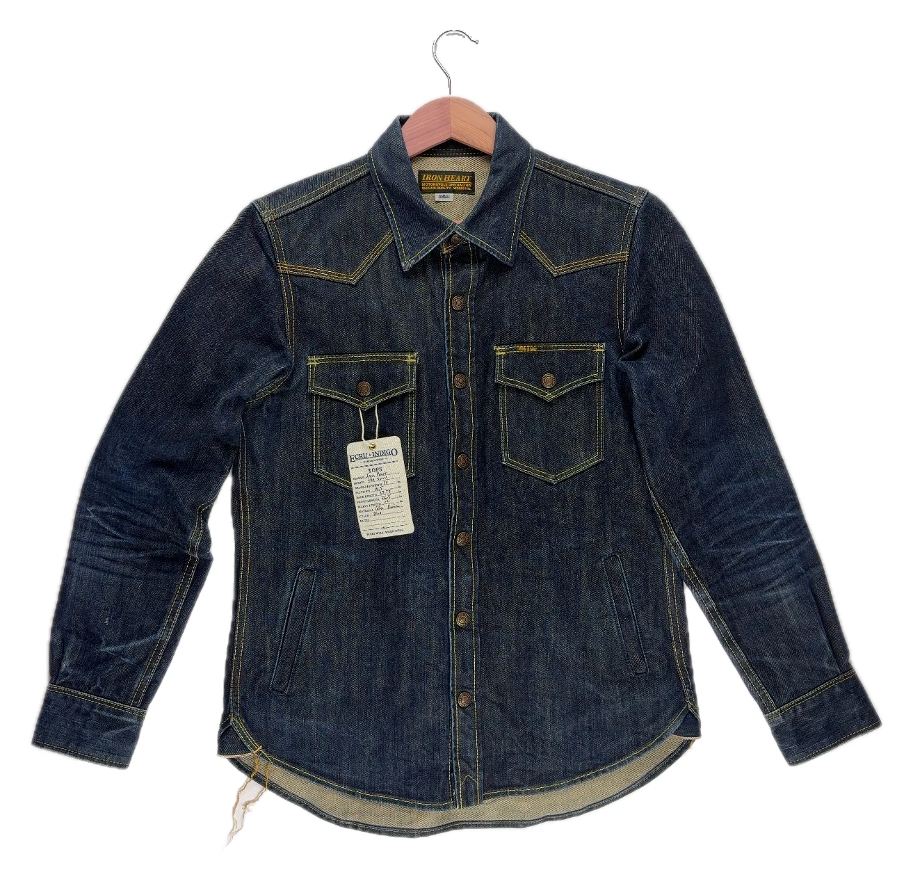 Iron Heart IHSH-292-IND Denim CPO Heavy Weight 18oz Mens Small P2P 19.5 - product detail image 1