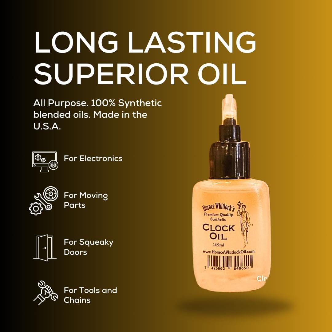 Horace Whitlock's Premium Synthetic Clock Oil – Long-Lasting Lubrication for... 