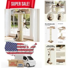 Cat Window Perch with Thick Sisal Scratching Post, Cats Hammock for Window wi...