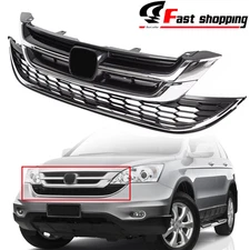 2pcs Front Bumper Upper+Lower Grille W/Chrome For Honda CRV CR-V 2010-2011 US