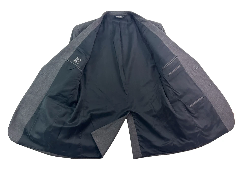 Jos A Bank 46L 38x33 Carbón Ventana 2 piezas Pantalón Traje Viajeros Colección Lana Foto 4 de 4