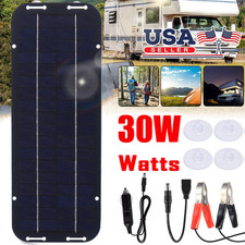 30W Solar Panel 12V Trickle Charger Battery Charger Kit Maintainer Boat Car RV