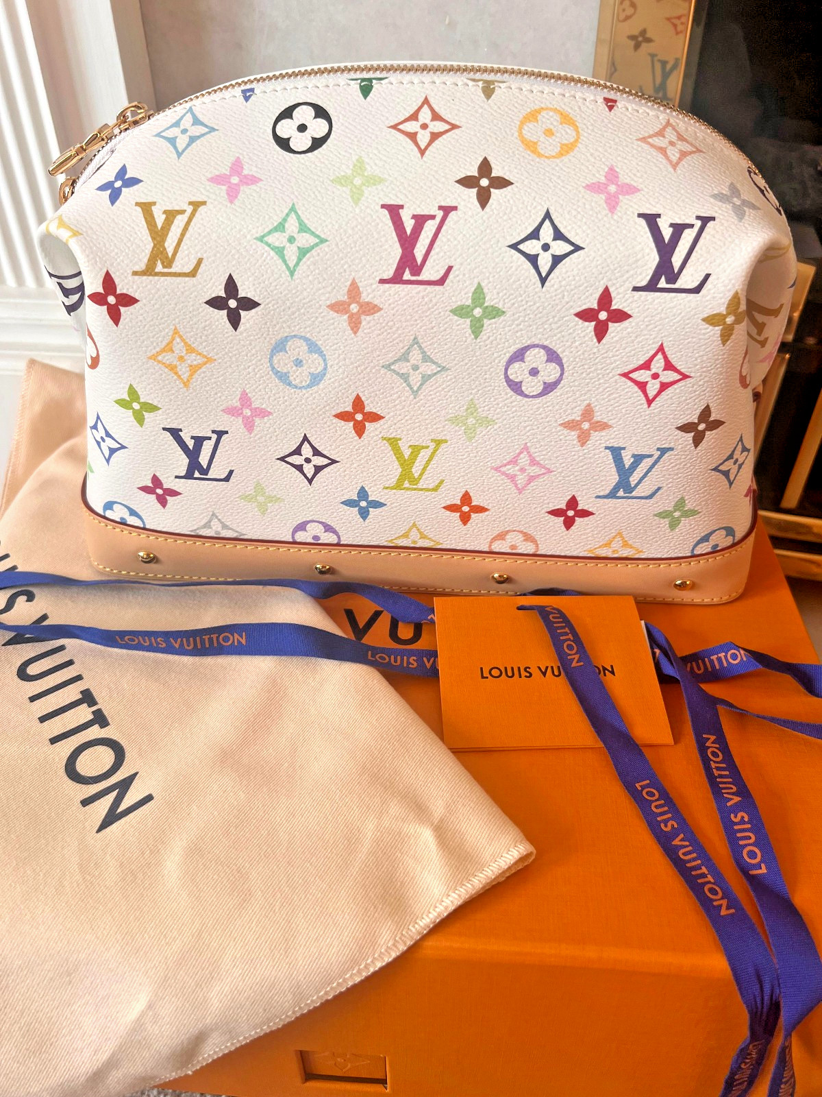 Louis Vuitton x Takashi Murakami Cosmetic Pouch GM Multicolor BNIB Monogram Rare