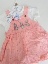 0-3 Months PETER RABBIT BNWT Baby Girl Clothes Cute Pinafore Set-Peach Cream