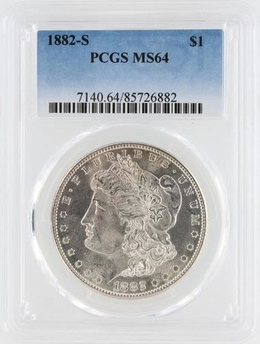 1882-S Morgan Silver Dollar PCGS MS64 S$1 San Francisco Minted No Reserve