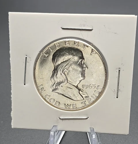 Ben Franklin Half Dollar 90% Silver- AU -- Lot of 2- 1963 P & 1963 D- - -B-123